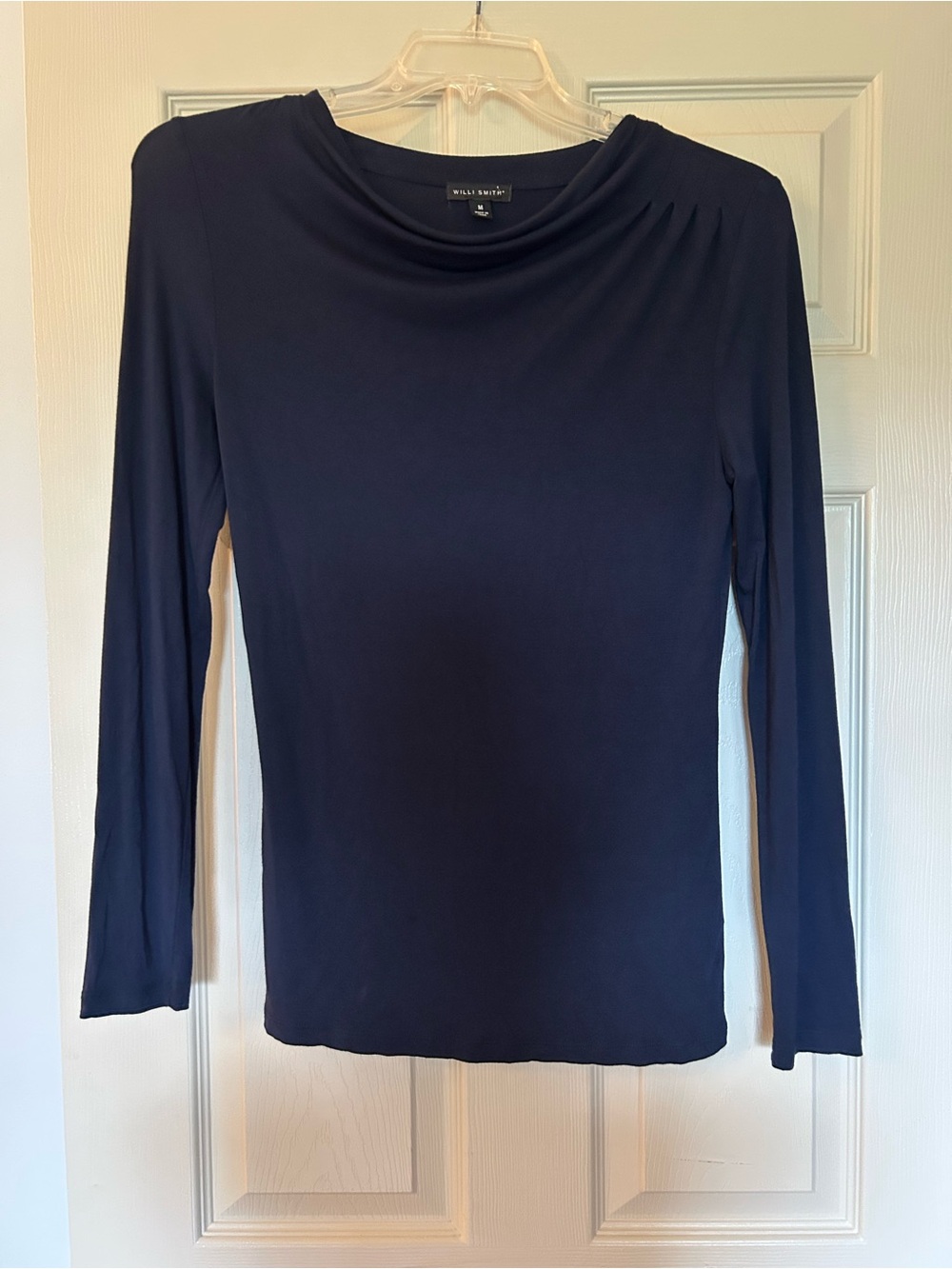 Willi Smith Navy Long-Sleeve Crewneck Top